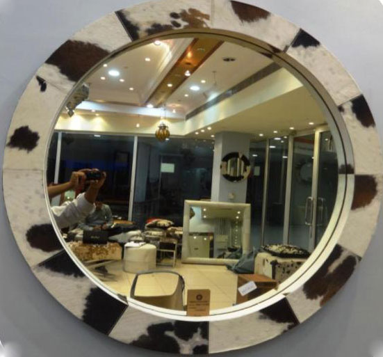 Black White Hair on Round Mirror